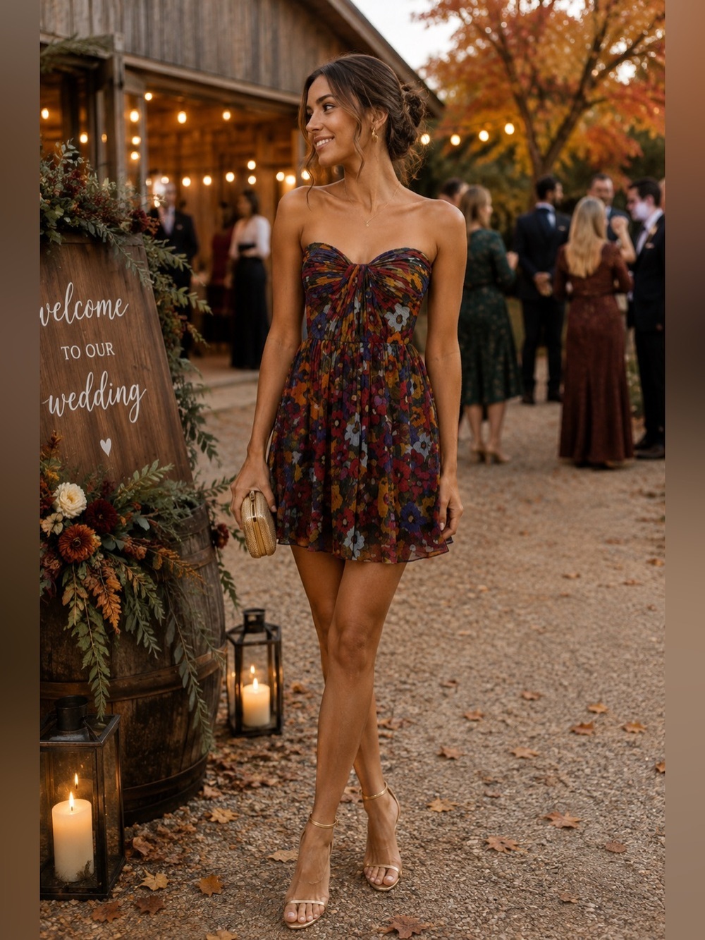 NWT! Jill Stuart Autumn Wedding Guest Strapless Flowy Fit Flare Floral Dress - 4